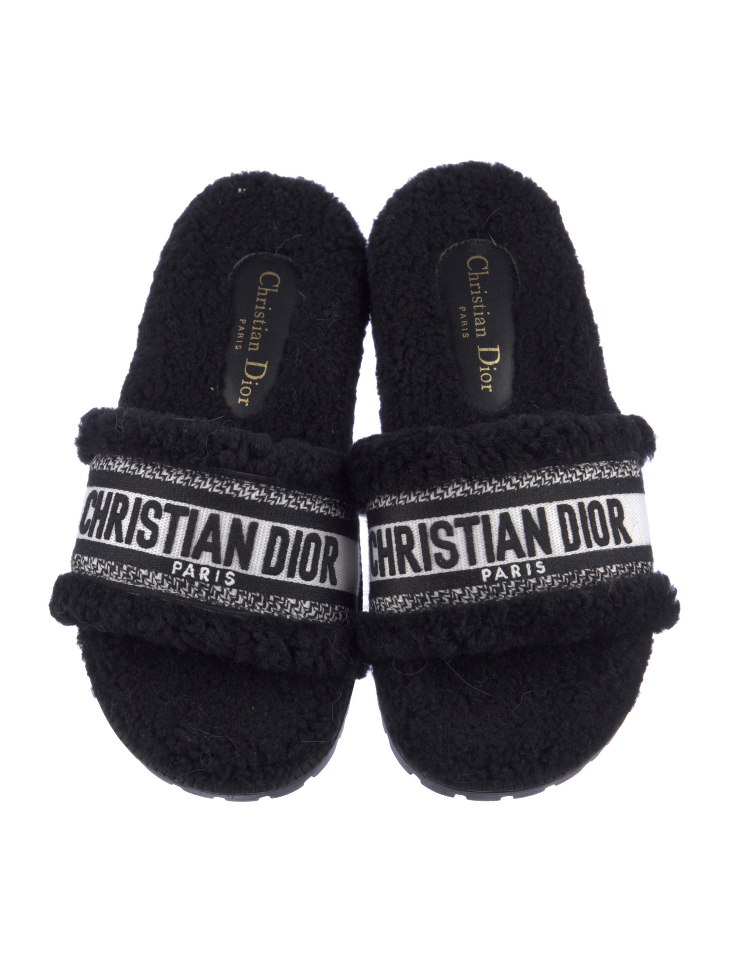 Christian Dior Shearling Printed Slides